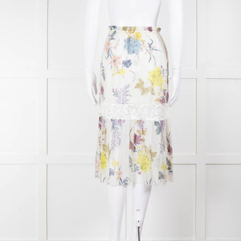 See By Chloe Cream Multi Floral Skirt