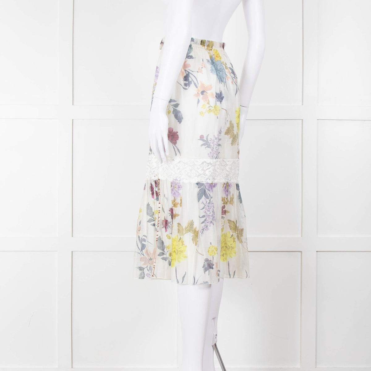 See By Chloe Cream Multi Floral Skirt