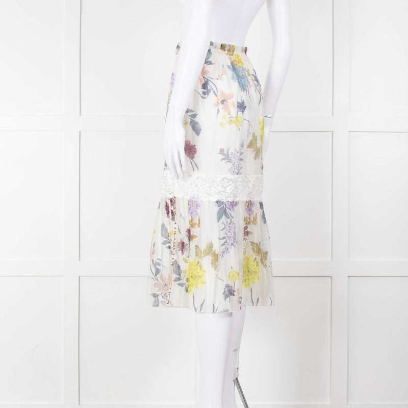 See By Chloe Cream Multi Floral Skirt