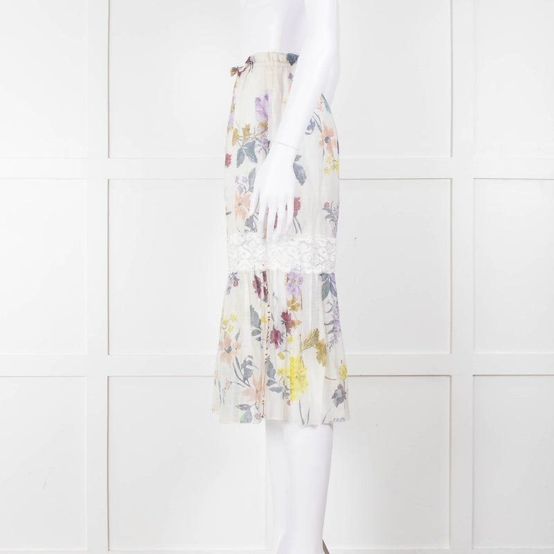 See By Chloe Cream Multi Floral Skirt