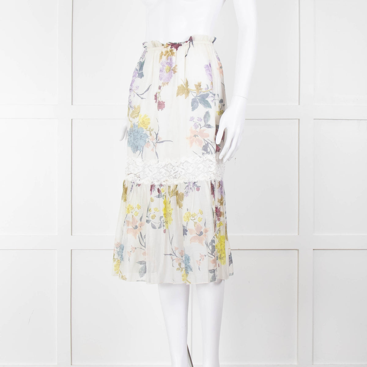 See By Chloe Cream Multi Floral Skirt