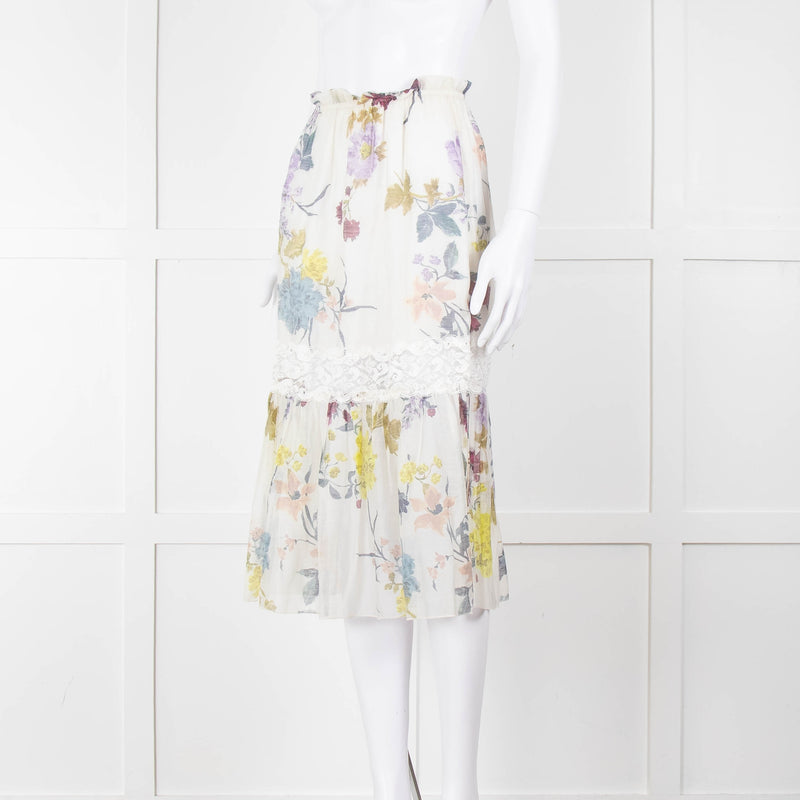 See By Chloe Cream Multi Floral Skirt