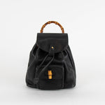 Gucci Black Leather Bamboo Rucksack