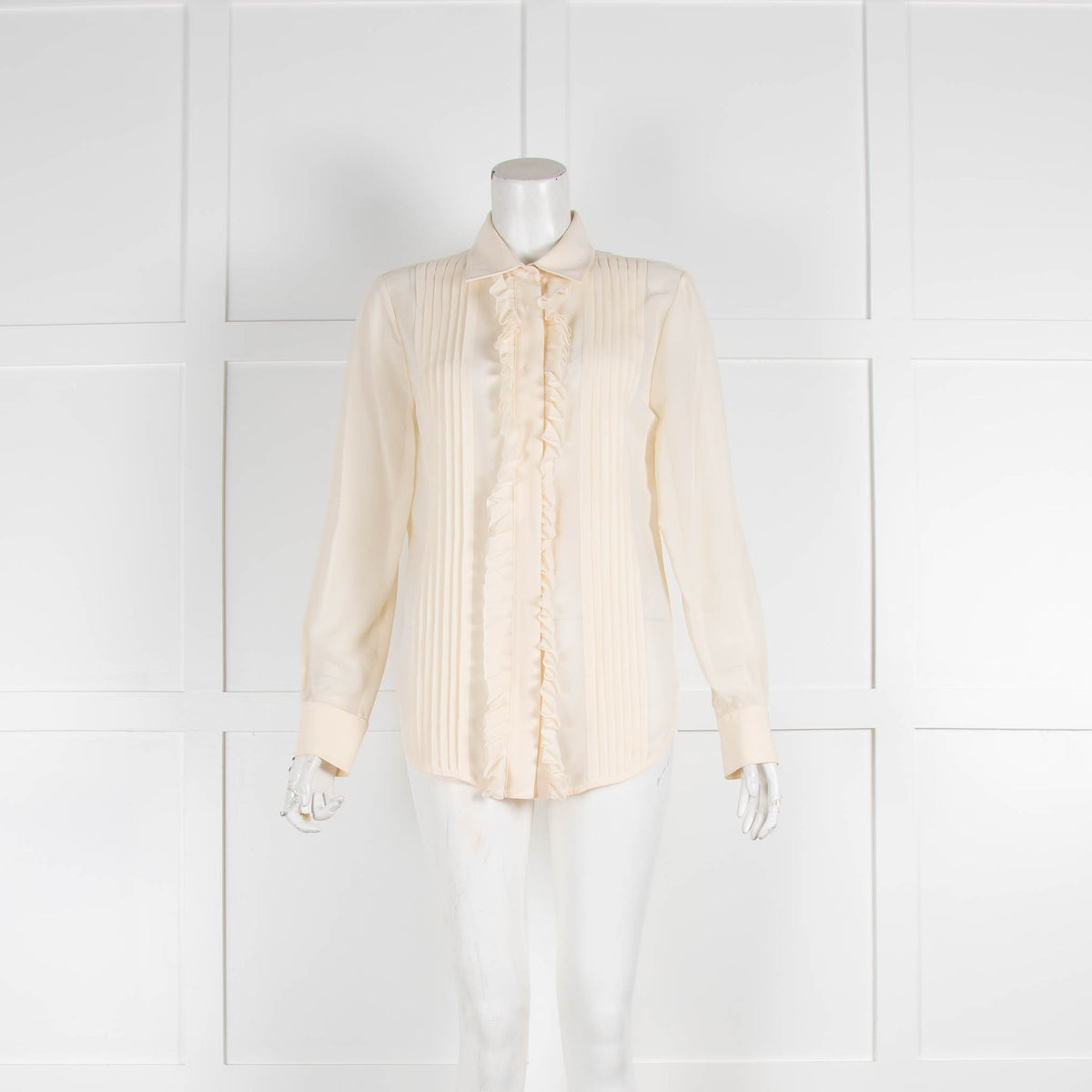 Loro Piana Ruffle Front Silk Shirt