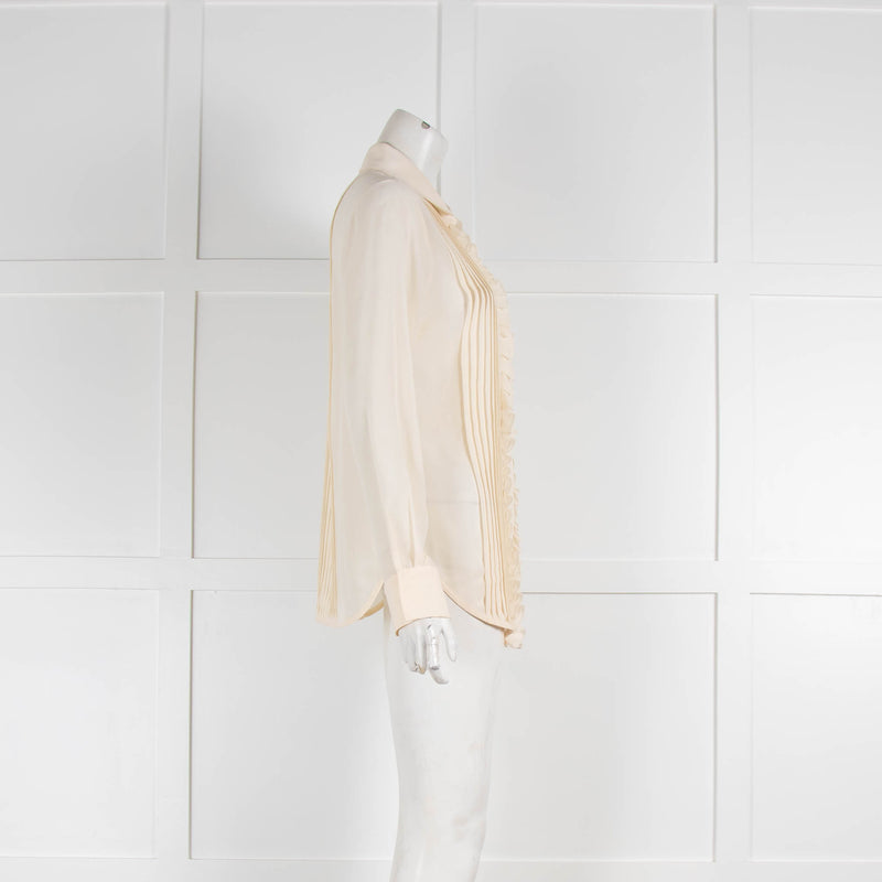 Loro Piana Ruffle Front Silk Shirt