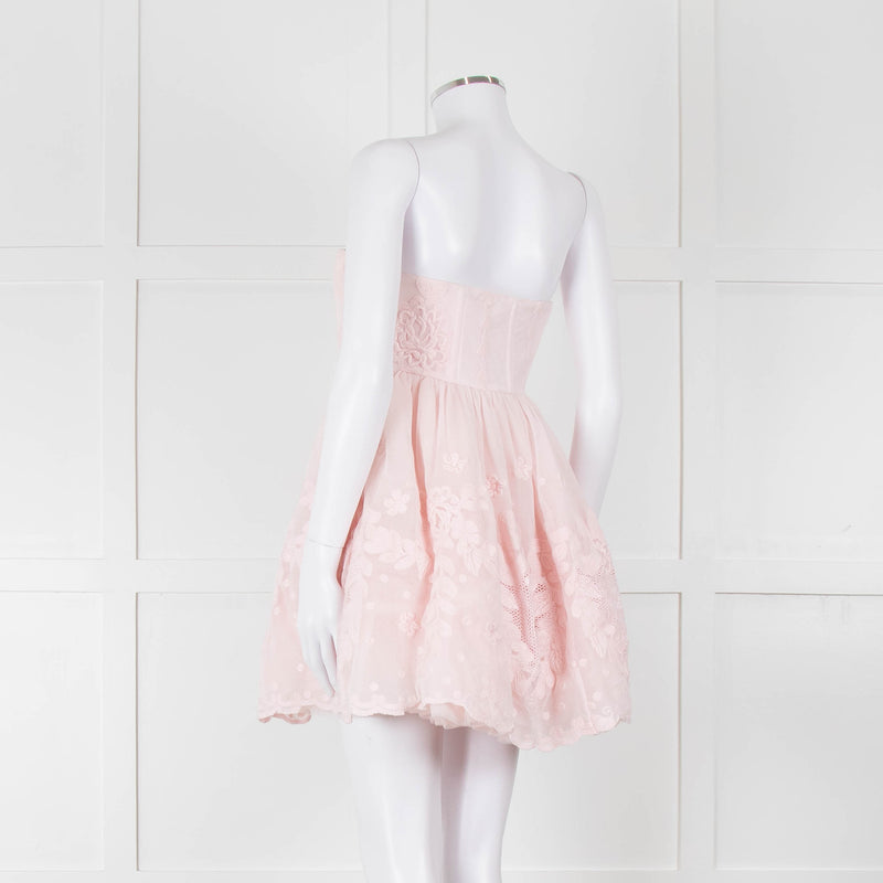 LoveShackFancy Pale Pink Ballerina Style Strapless Mini Dress