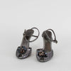 Prada Grey Sequin Peep Toe Ankle Strap Heels