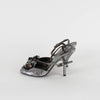 Prada Grey Sequin Peep Toe Ankle Strap Heels