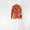 Dodo Baror Cream Orange Floral Cotton Wide Tops