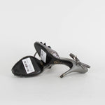 Prada Grey Sequin Peep Toe Ankle Strap Heels