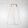 Raey White Raw Hem Crop Wide Leg Jeans