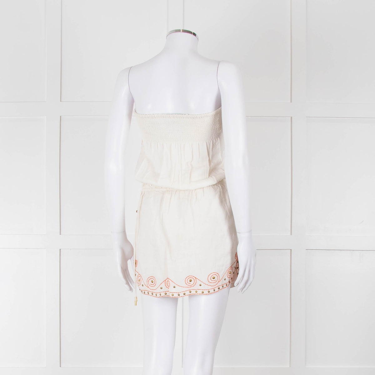 Melissa Odabash Cream Orange Embroidered Strapless Sun Dress