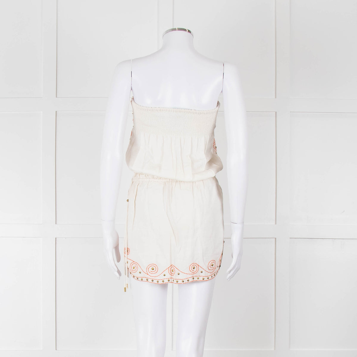 Melissa Odabash Cream Orange Embroidered Strapless Sun Dress