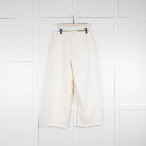 Raey White Raw Hem Crop Wide Leg Jeans