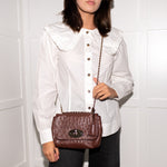Mulberry Brown Ostrich Leather Lily Small Flap Bag