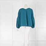 Merlette Turquoise Cotton Smock Sleeve Top