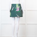 Marni Green Leaf Print A Line Mini Skirt