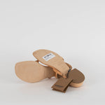 Burberry Beige Leather T-Bar Flat Sandals
