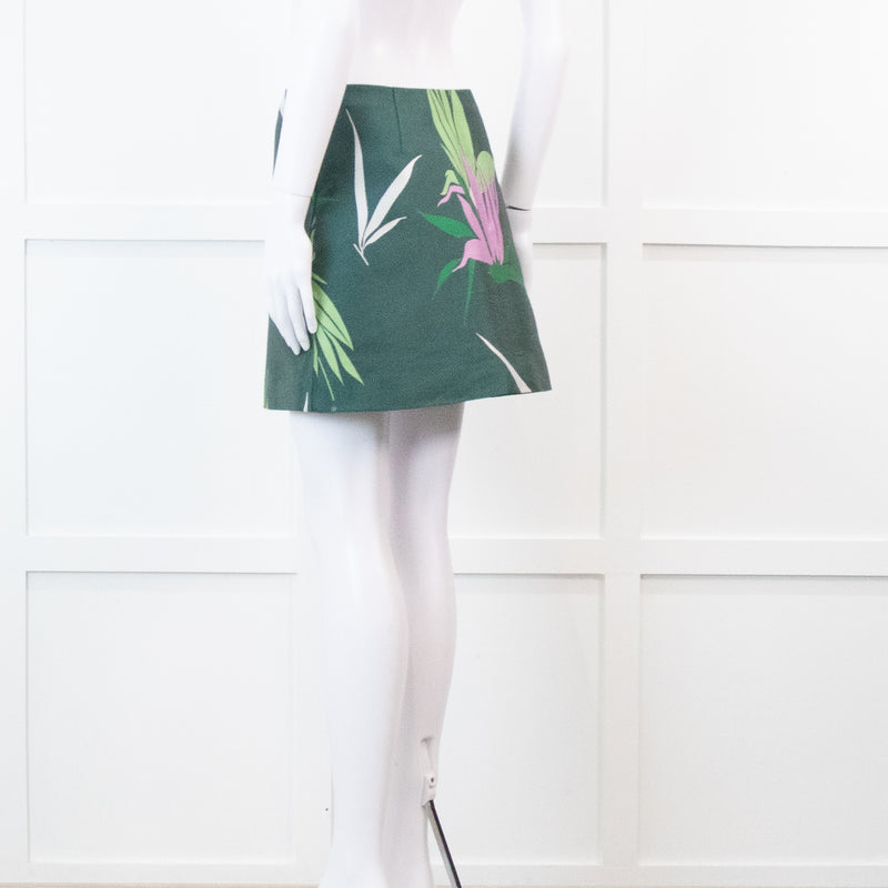 Marni Green Leaf Print A Line Mini Skirt