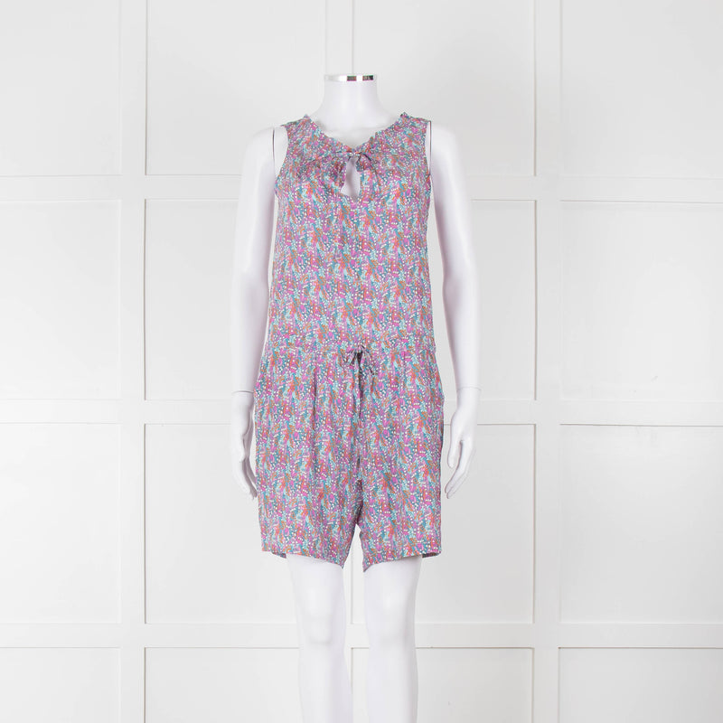 Ridley Purple Blue Floral Silk Sleeveless Playsuit