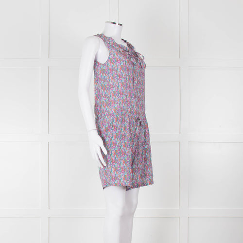 Ridley Purple Blue Floral Silk Sleeveless Playsuit