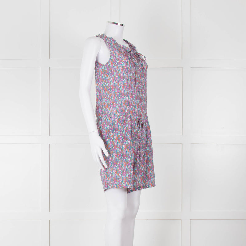 Ridley Purple Blue Floral Silk Sleeveless Playsuit