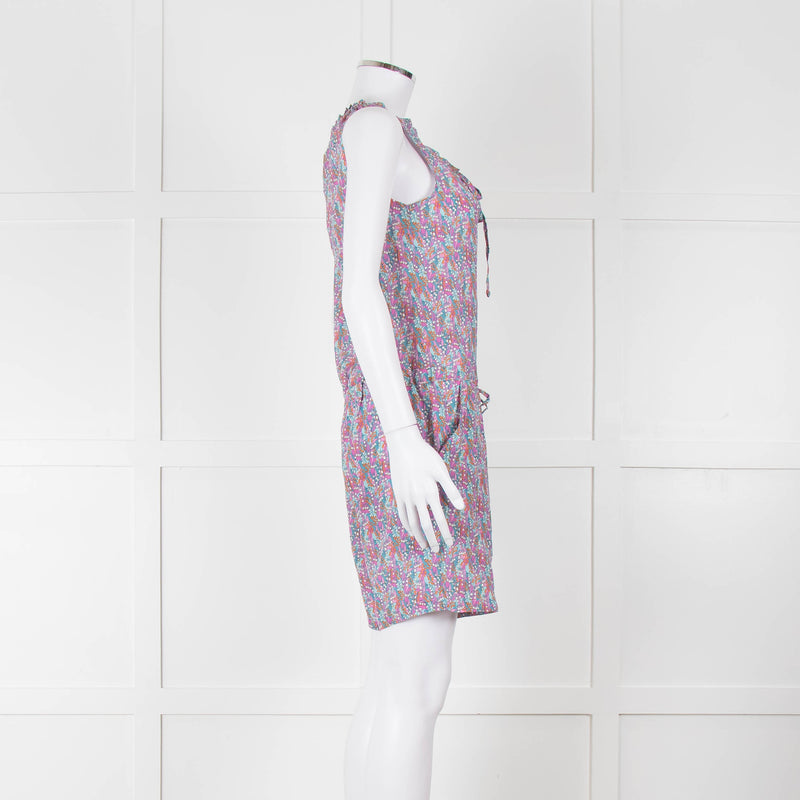 Ridley Purple Blue Floral Silk Sleeveless Playsuit