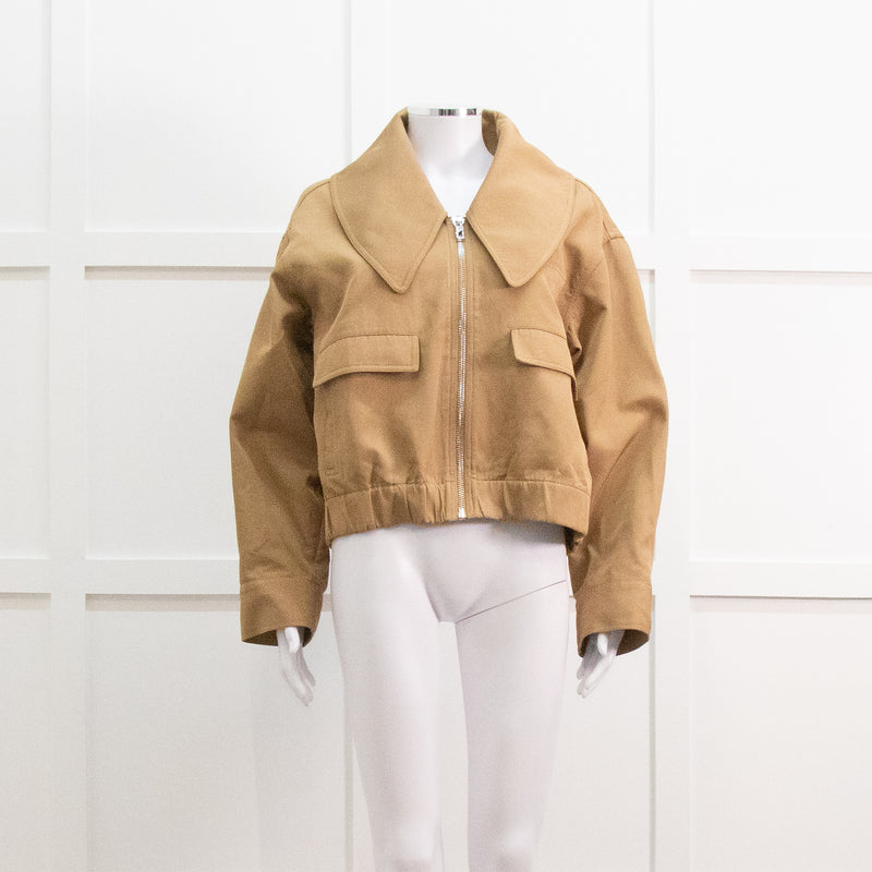 Ganni Beige Heavy Twill Wide Collard Jacket