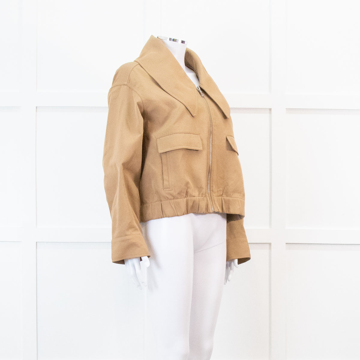 Ganni Beige Heavy Twill Wide Collard Jacket