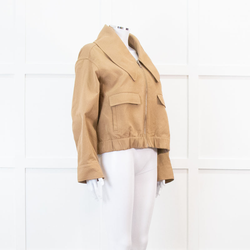 Ganni Beige Heavy Twill Wide Collard Jacket