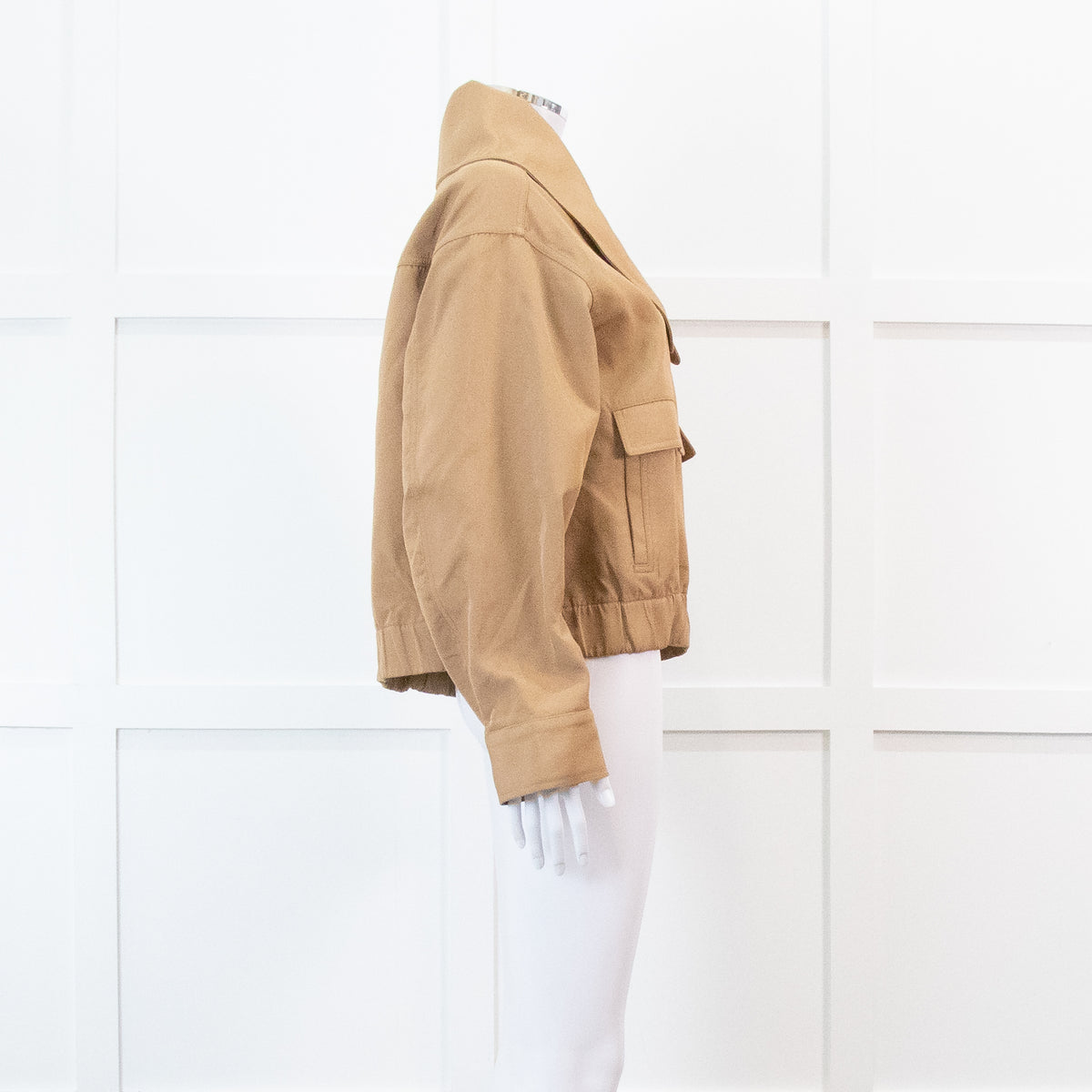 Ganni Beige Heavy Twill Wide Collard Jacket