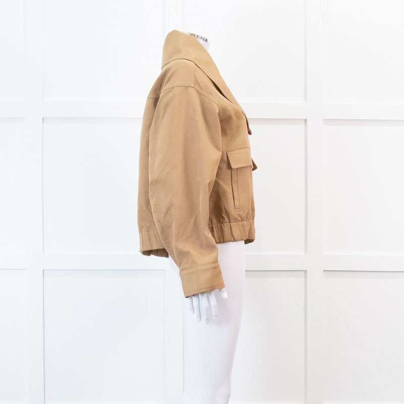 Ganni Beige Heavy Twill Wide Collard Jacket