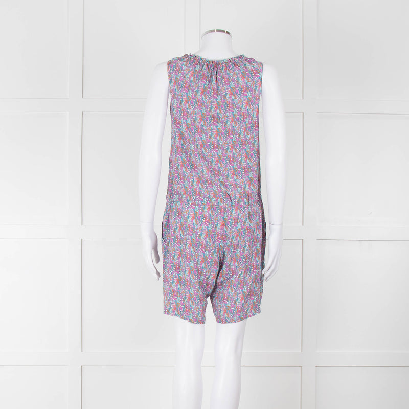 Ridley Purple Blue Floral Silk Sleeveless Playsuit