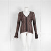 Diane Von Furstenberg Black & Pink Stripe Shirley Knitted Blouse