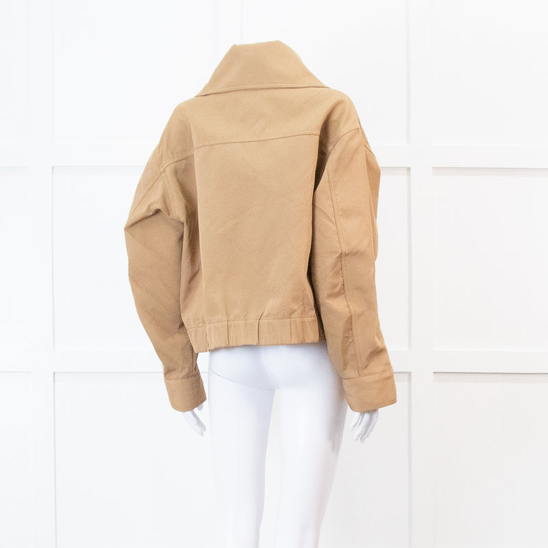 Ganni Beige Heavy Twill Wide Collard Jacket