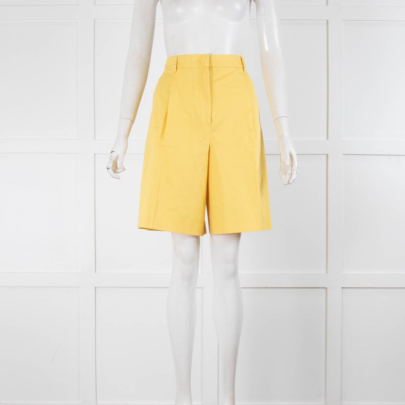 Weekend Max Mara Yellow Cotton Linen Mix Shorts