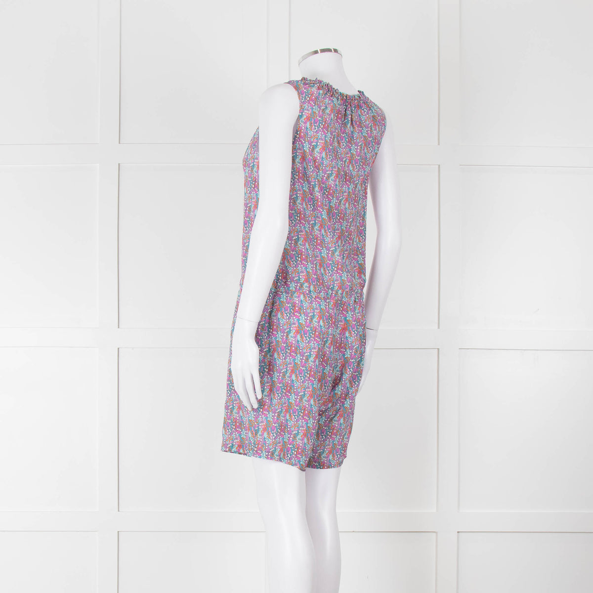 Ridley Purple Blue Floral Silk Sleeveless Playsuit