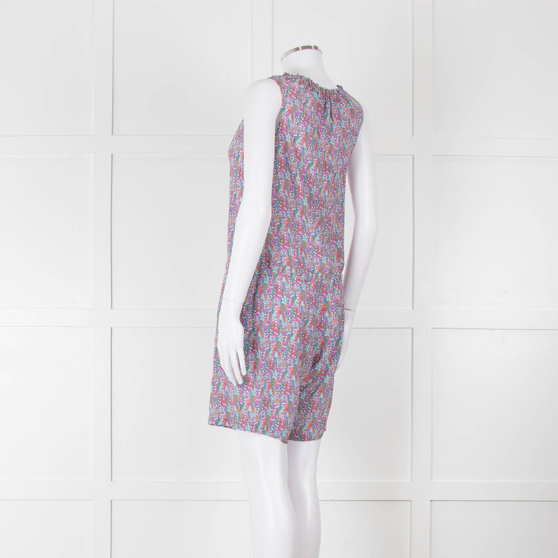 Ridley Purple Blue Floral Silk Sleeveless Playsuit