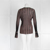 Diane Von Furstenberg Black & Pink Stripe Shirley Knitted Blouse