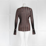 Diane Von Furstenberg Black & Pink Stripe Shirley Knitted Blouse