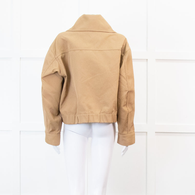 Ganni Beige Heavy Twill Wide Collard Jacket