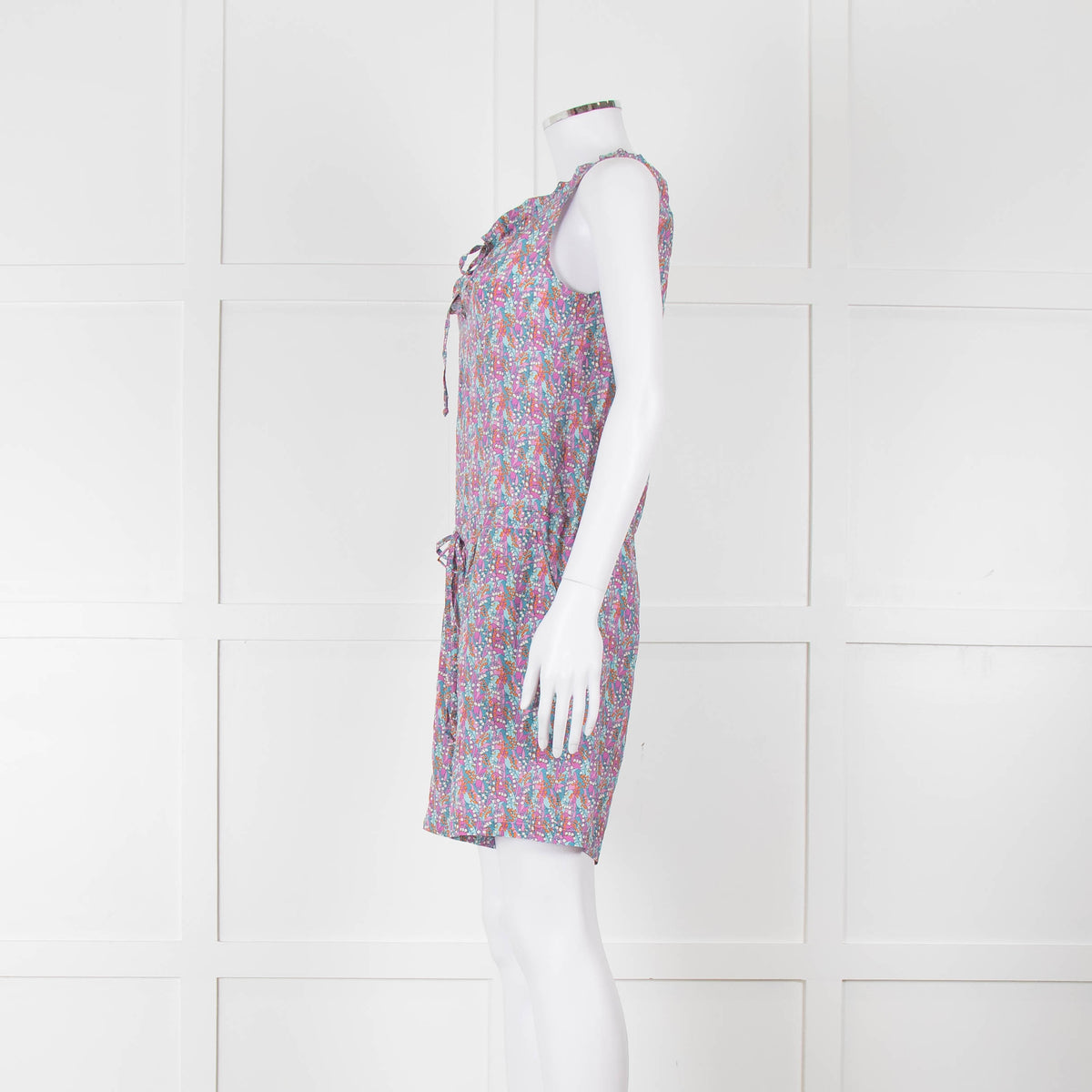 Ridley Purple Blue Floral Silk Sleeveless Playsuit