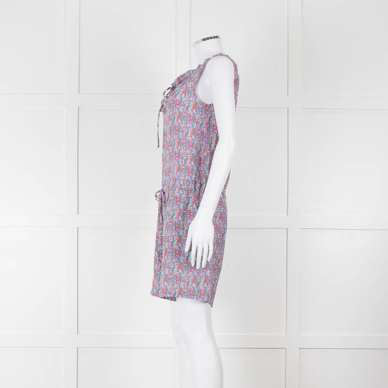 Ridley Purple Blue Floral Silk Sleeveless Playsuit