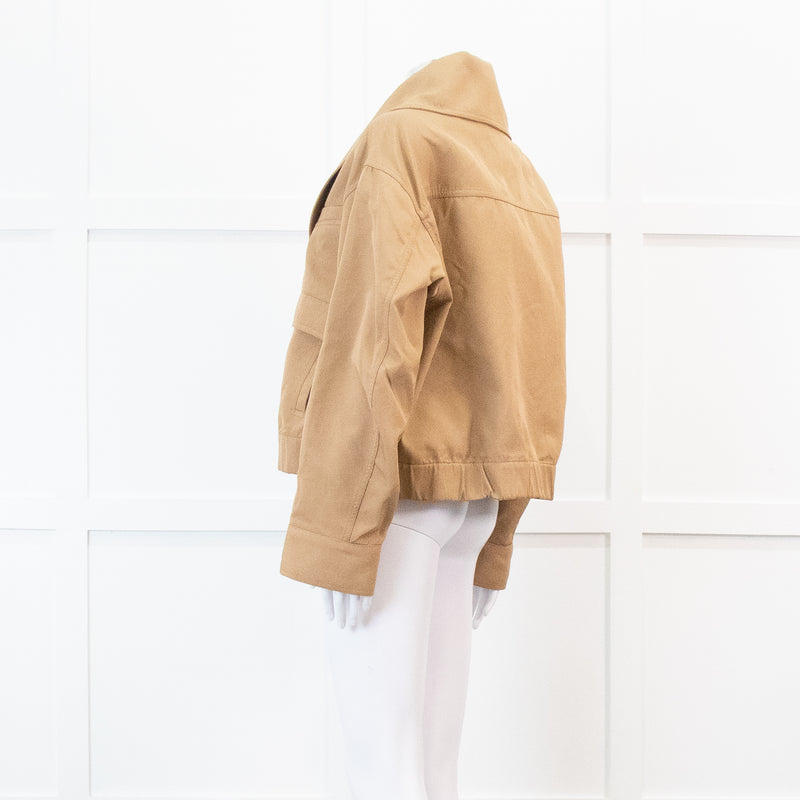 Ganni Beige Heavy Twill Wide Collard Jacket