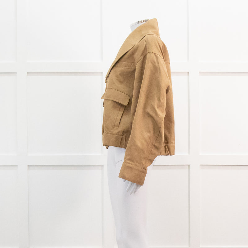 Ganni Beige Heavy Twill Wide Collard Jacket