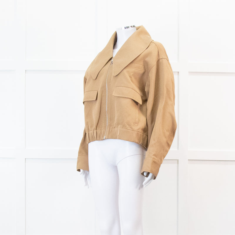 Ganni Beige Heavy Twill Wide Collard Jacket