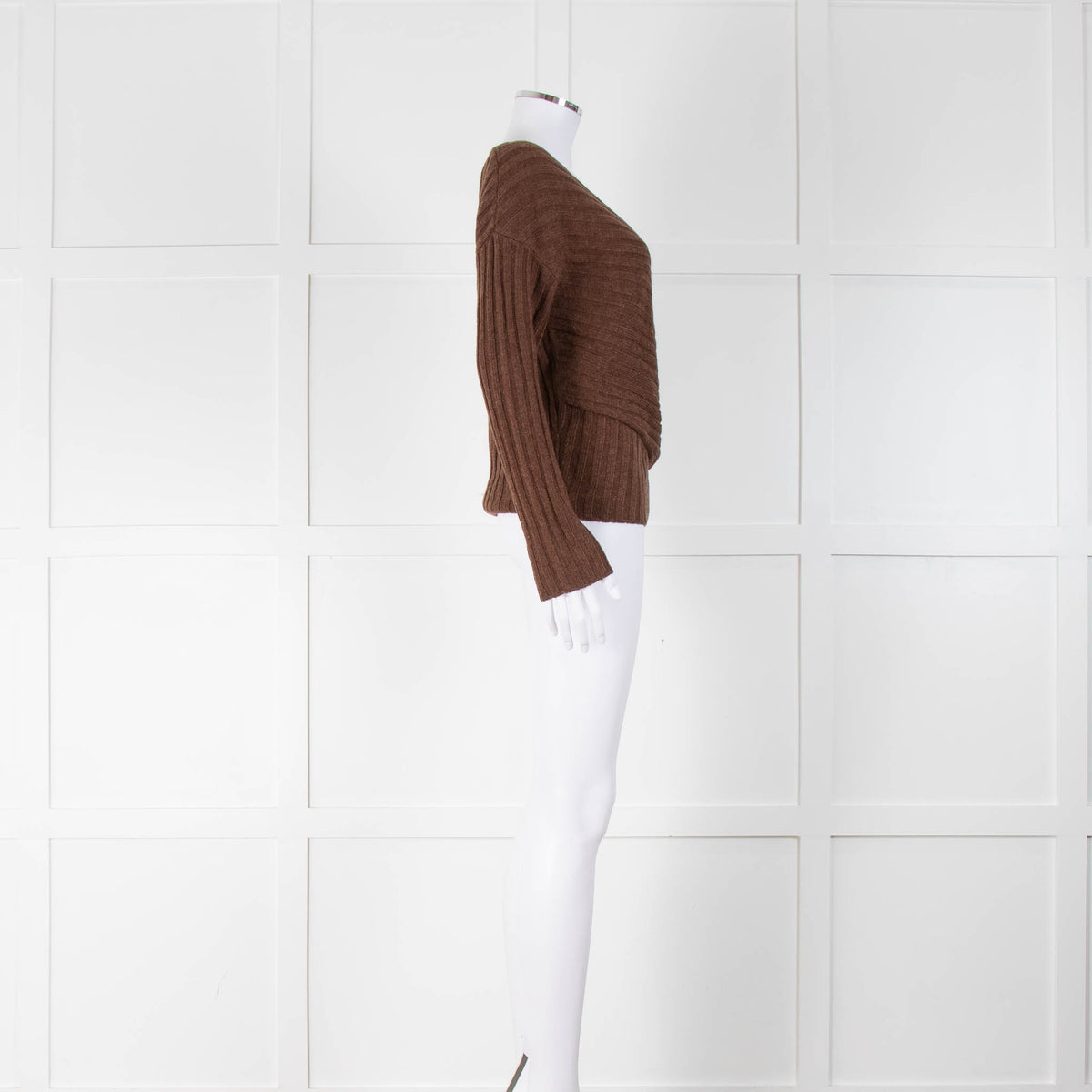 L'Agence Brown Knitted Wrap Jumper