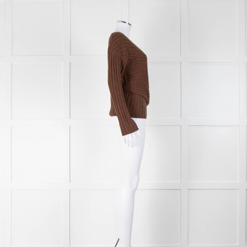 L'Agence Brown Knitted Wrap Jumper
