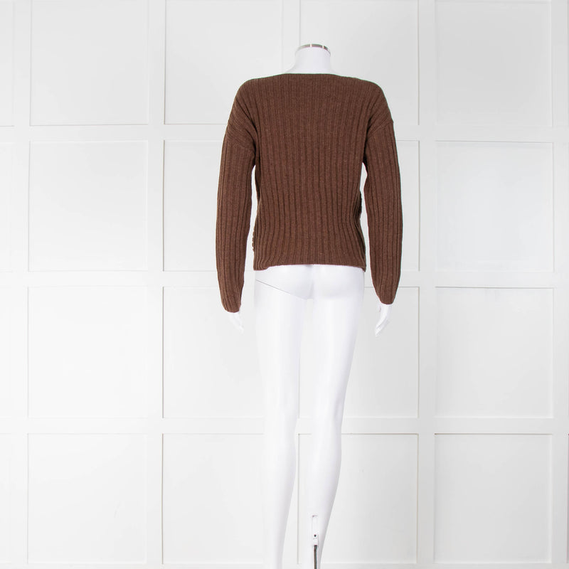 L'Agence Brown Knitted Wrap Jumper