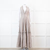 Joslin Juliet Brown Check Tiered Ruffle Maxi Dress